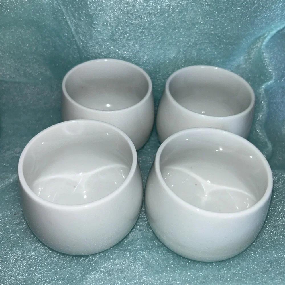 Vintage Japan White Tea‎ Pot Rattan Handle With 4 Tea Cups